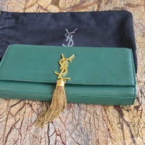 Green Clutch with Gold Tassel